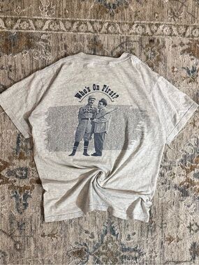 Who’s On First? Graphic Back Print Men’s T-Shirt - Light Heather Gray